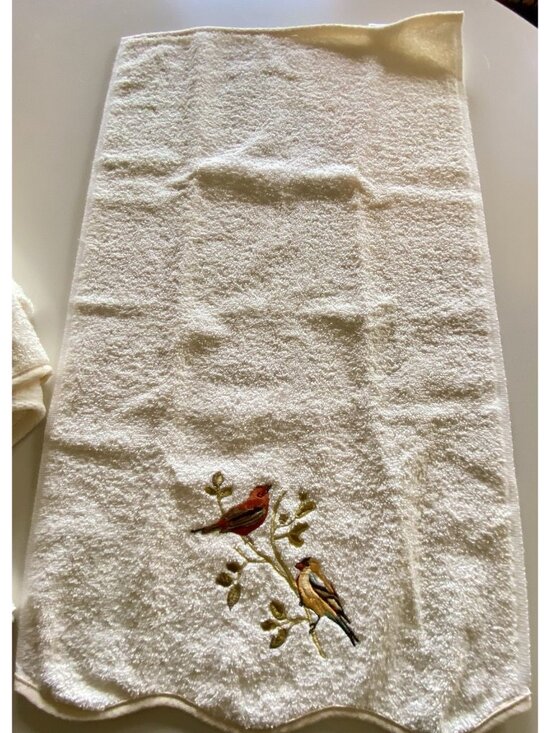 Avanti Gilded Birds Embroidered Towels Set Cotton Bath Hand Towels & Washcloth - Picture 7 of 9